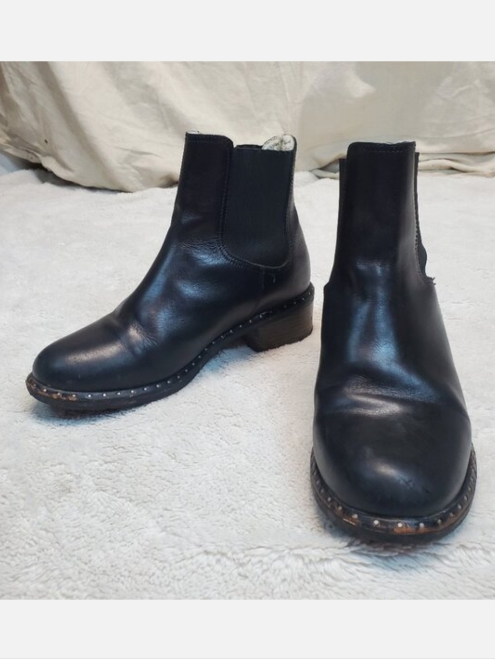 Ugg Black‎ Leather Ankle Boots Women 8 Luxury Classic Biker Gothic Moto Comfy